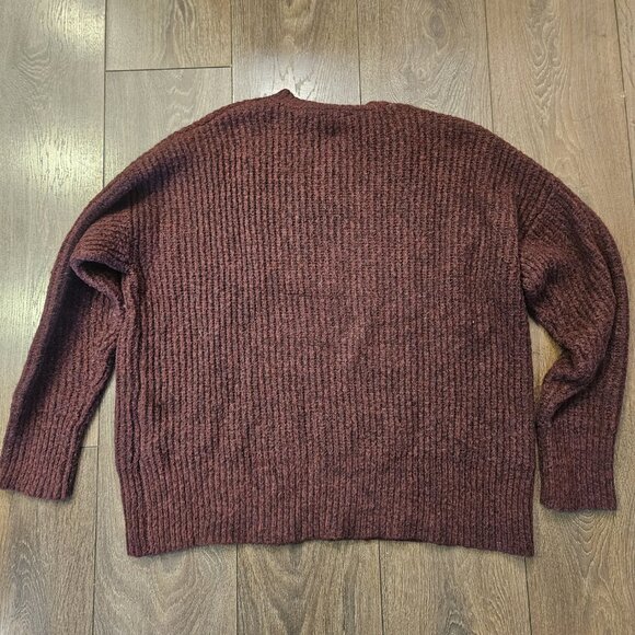 💥$5 ADD ON - Ardene Women's Burgundy Knit Chunky Oversize Comfy Sweater Size S - Picture 3 of 10